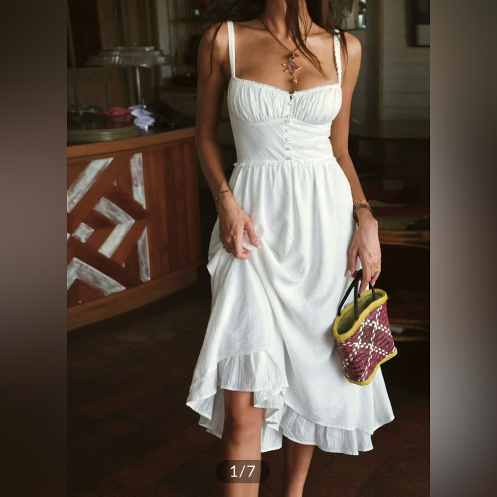 Ruffle Hem Cami Plain Midi Dress